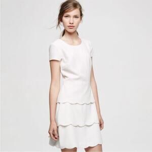 Club Monaco Colby Scalloped Tiered Dress White Scallop Mini Size 8